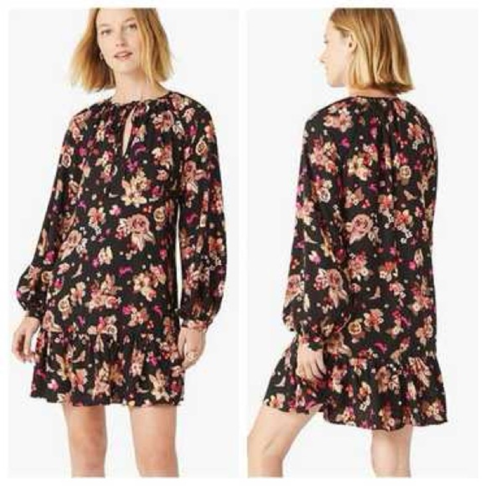 Kate Spade Black Floral Long Sleeve Dress